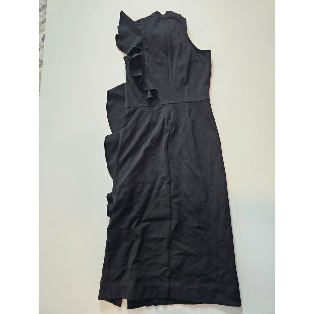 Bar III Ruffle Mock Neck Midi Dress Womens XXS Black Bodycon Sleeveless Cocktail - Picture 4 of 6